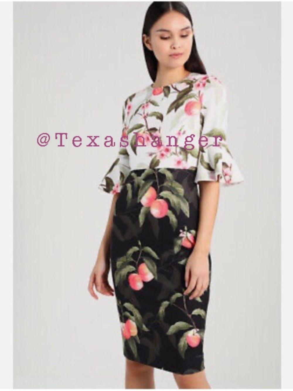 Ted Baker NWT Areea Midi Dress Size 8 Peach Blossom Print - Picture 8 of 16